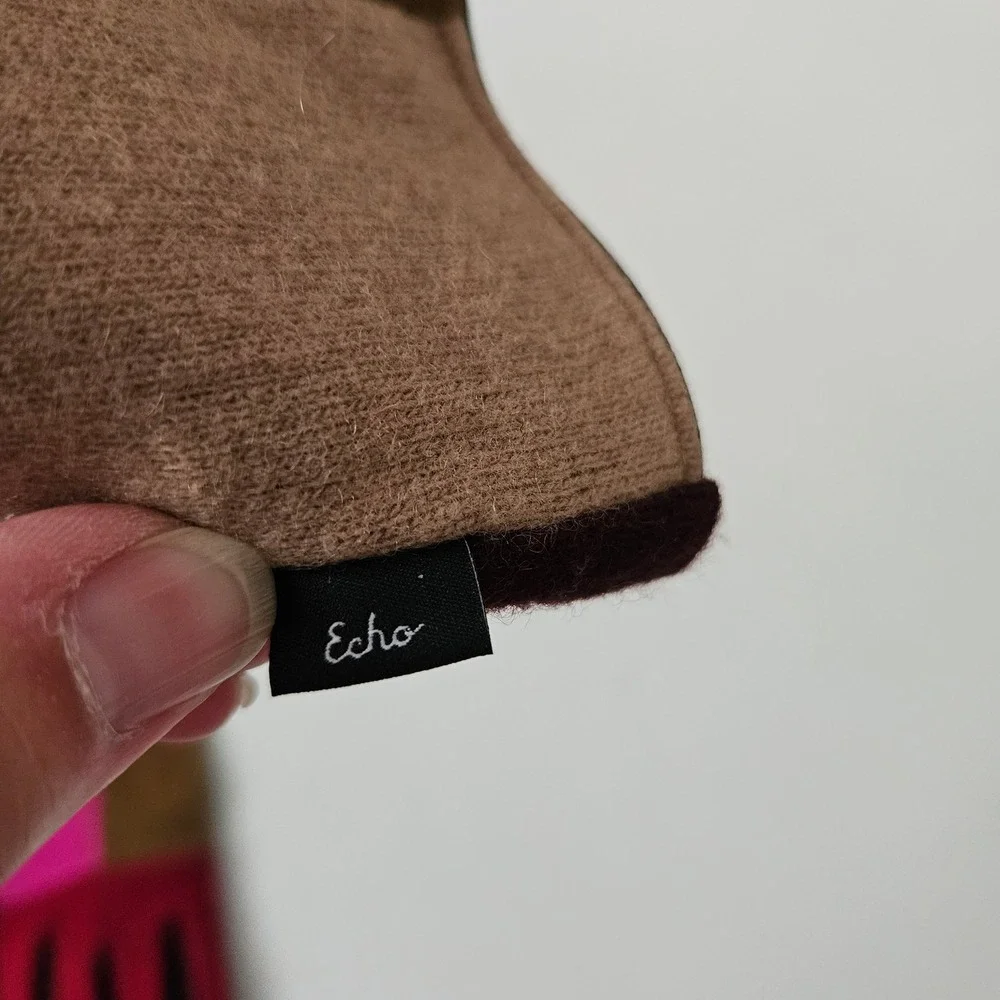 Echo Colorblock Wool Cashmere Blend Tech Gloves Burgundy Pink Tan Brown Large